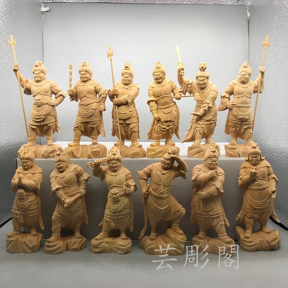 十二神将 精密細工 木工細工 不動明王 手作り 美術工芸品-