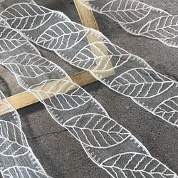 2m オーガンジーレース 葉脈柄 モチーフ 日本製 lace-No,126 1枚目の画像