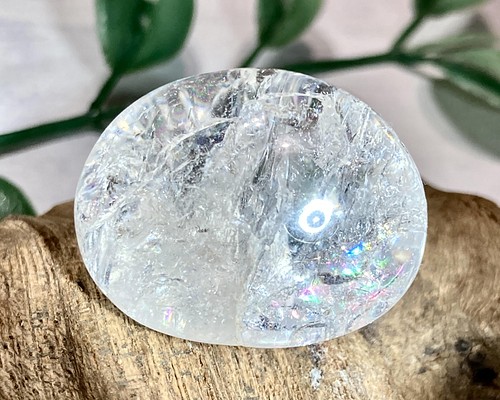 クラック水晶✨　レインボー　タンブル　爆裂水晶