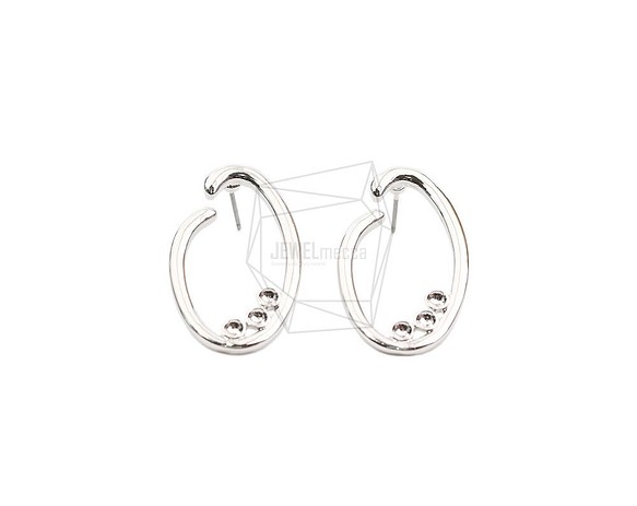 ERG-2012-R [2 件] 圓形耳環，圓形耳釘 / 19.7mm X 34.5.mm 第1張的照片