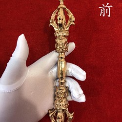 チベット仏教法器 川派穢迹金剛杵 五鈷杵 密教法具 紫銅製 vajra 23cm