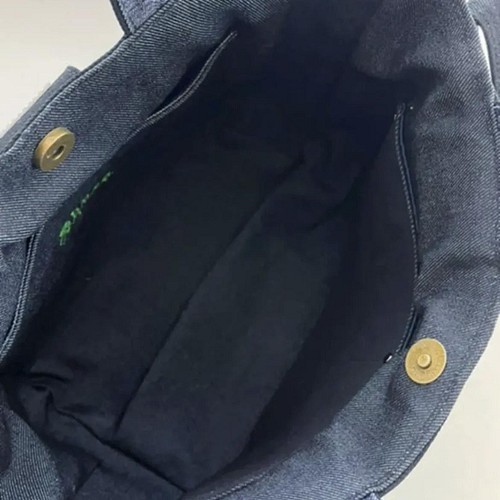 黒デニムバッグNo.95☆サイドポケット付きトートバッグ ショルダー 