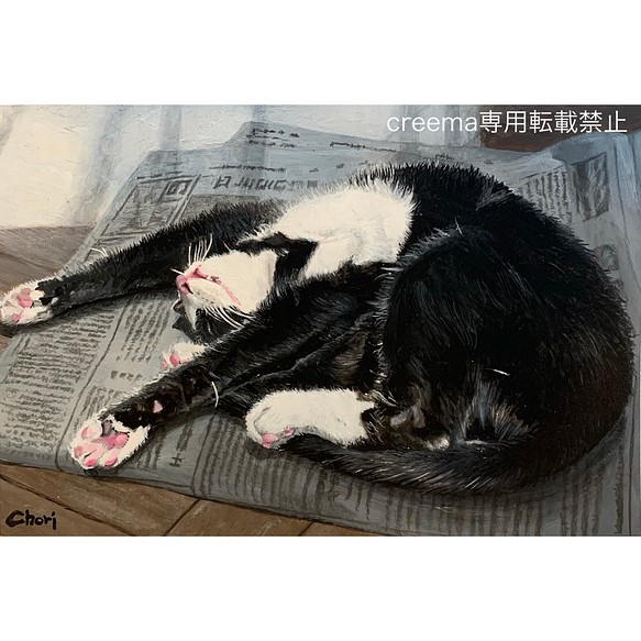 直送商品 絵/絵画/猫/キャンバス/F4号/看板猫No.0/アクリル画/原画