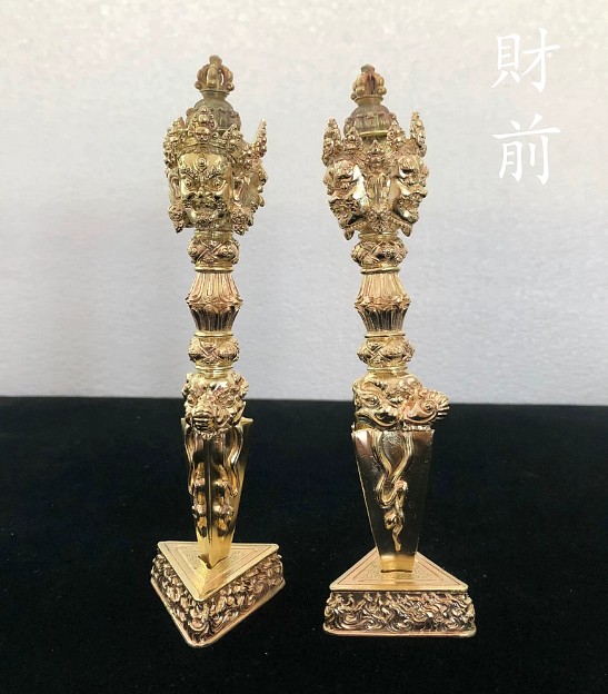 チベット仏教法器 プーバ金鋼撅 真鍮製 vajra 18cm-