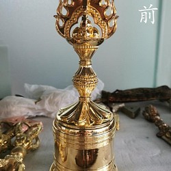 チベット密教法器 宝珠鐘 チベタンベル 真鍮製 金剛鈴 仏教美術 25cm