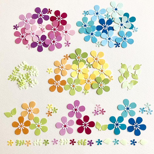 クラフトパンチのお花と葉っぱ〜カラフル アルバム 色紙 ペーパー 