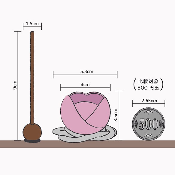 小さなかわいいピンク色 お花のりん】はなのりんセット「うめ