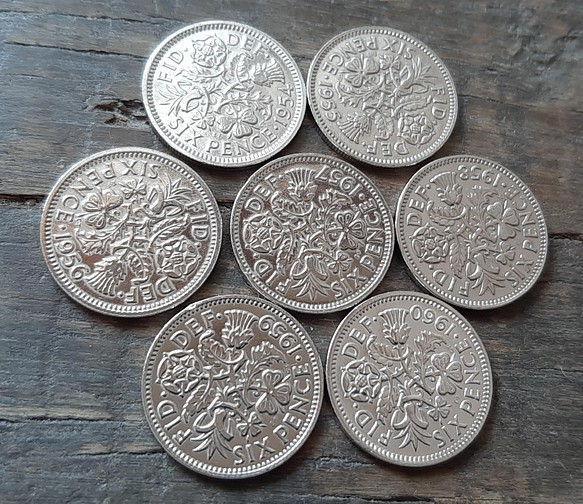 幸せのシックスペンス イギリス 7枚セット ラッキー6ペンス 本物古銭