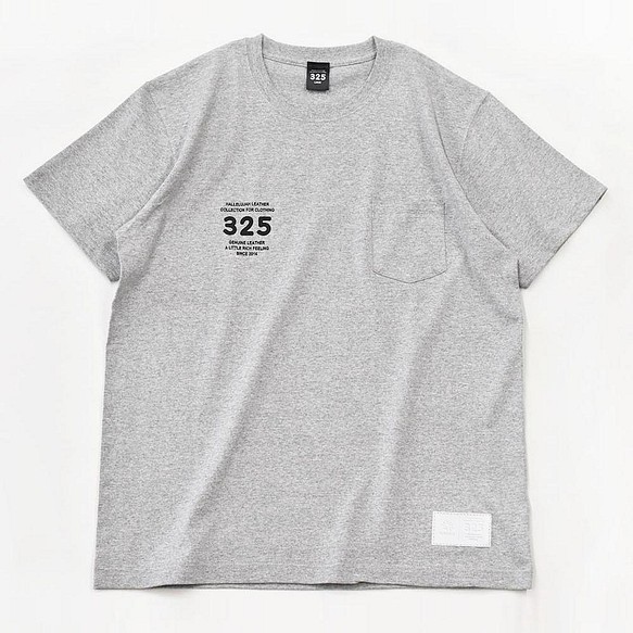 Tシャツ スモール ジャストフィット プリント ポケット シルエット ロゴ タグ オシャレ グレー TA008 1枚目の画像