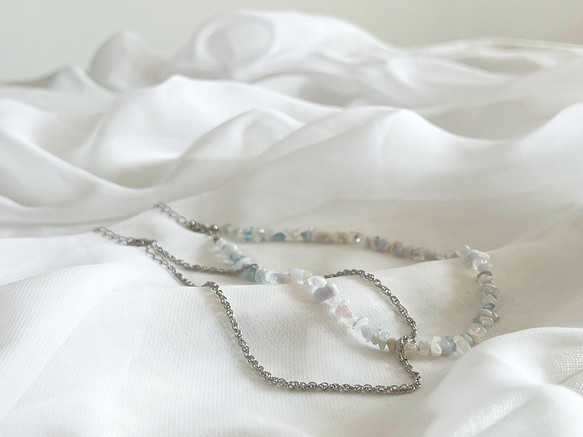 choker necklace　チョーカーネックレス　シルバーネックレス　天然石ネックレス　２本セット　 1枚目の画像