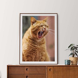 アートポスター　猫(あくび) 1枚目の画像