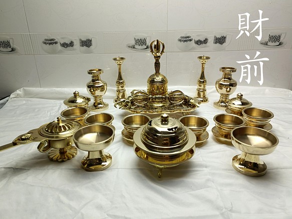 チベット仏教法器 真言宗 21点セット 密教 一面器 寺院用仏具 真鍮製