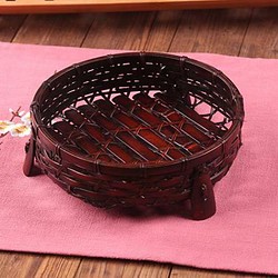 民芸職人手作り 竹編細工籠 自然竹の編み上げ 茶籠 茶道具収納 便攜