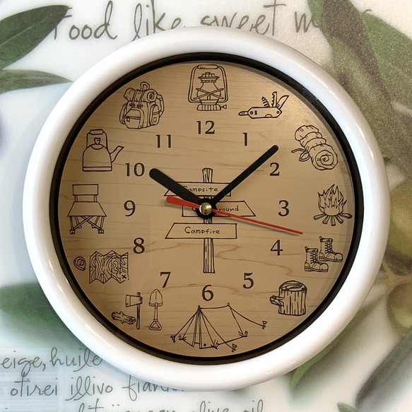 壁掛け時計キャンプデザイン アウトドアウォッチ インテリア 時計 オシャレ プレゼント clock wallclock 1枚目の画像