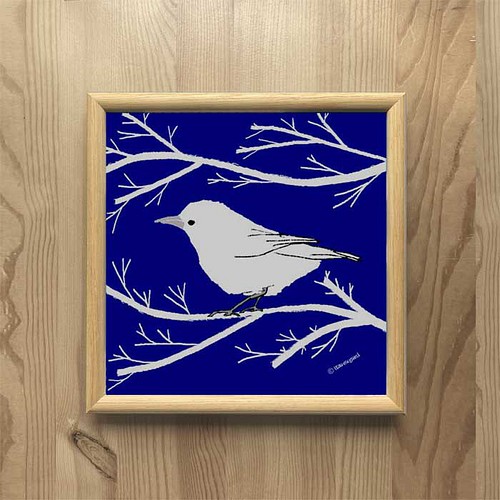白い鳥と白い木 フレーム入 インテリアイラストポスター 晴れやかブルー プレゼントにも イラスト Itou Megumi 通販 Creema クリーマ ハンドメイド 手作り クラフト作品の販売サイト