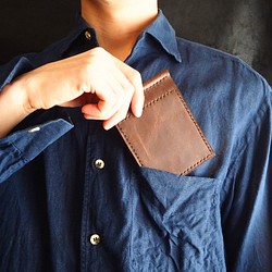 二つ折り財布 “マネークリップ” D.brown〈プルアップレザー〉 1枚目の画像