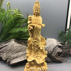 仏教美術品 送子観音立像 精密彫刻 木彫仏像 仏教工芸品 彫刻 芸彫閣