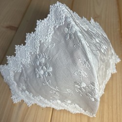 綿レース生地立体ハンドメイドマスク 1枚目の画像