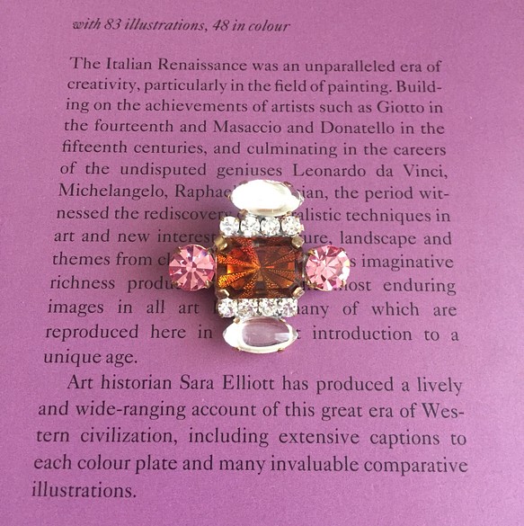 チェコガラス　ビンテージラインストーンボタン ブラウン&ピンク 1枚目の画像