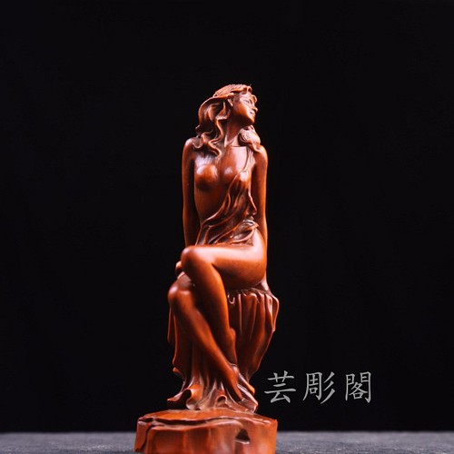 極上品 時代木彫 美女 裸婦像 細工精彫 超絶技巧 彫刻工芸品 置物 彫刻 