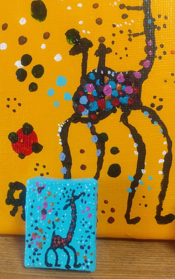 giraffe親子AQUAブローチ原画 1枚目の画像