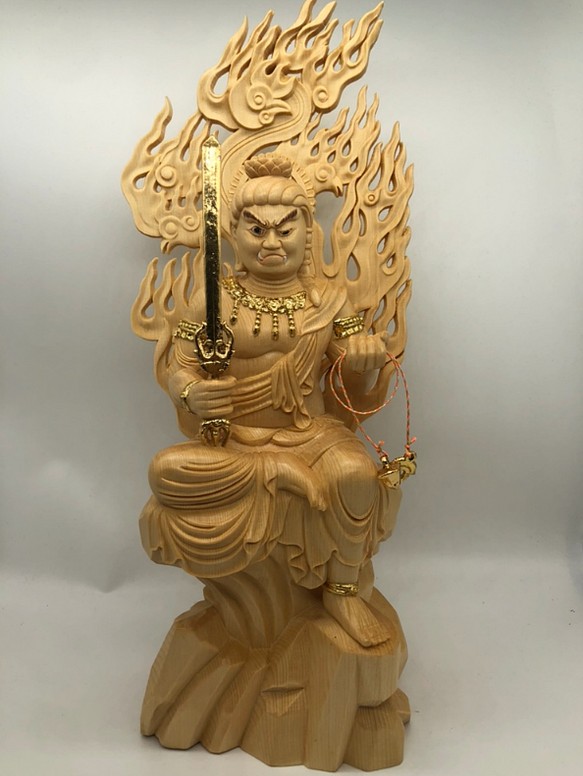 極上品 木彫仏像 仏教美術 切金 不動明王 仏教工芸品 精密細工 置物