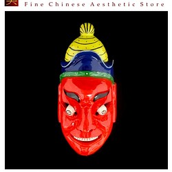 貴州漢民族 儺戯仮面 中国インテリア ウォール装飾 儀式ダンス 100%ウッド クラフト 民族アート#118 1枚目の画像