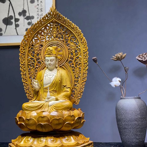 極上品 最高級 観音菩薩 仏教美術 香樟材 木彫仏像 観音造像 仏教工芸 