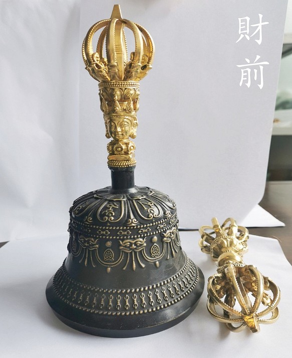チベット密教法器 鐘 九鈷杵 金剛鈴 金剛杵セット 真鍮制