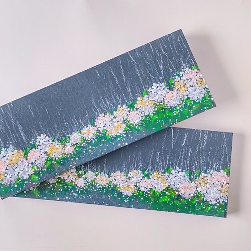 雨に光る白い紫陽花 抽象画 コルクボードの原画 壁飾り 絵画 Kmari 通販 Creema クリーマ ハンドメイド 手作り クラフト作品の販売サイト