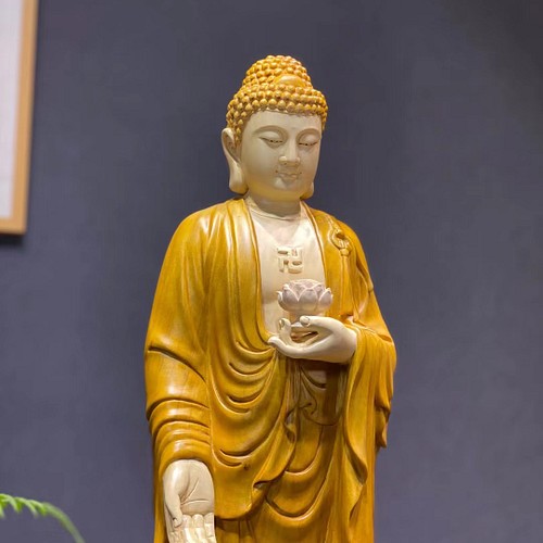 仏教美術 仏像☆阿弥陀如来立像 阿弥陀仏 仏教工芸品 木彫仏教 高さ