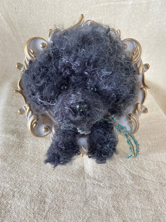 トイプードル　羊毛フェルト　ミニ額　愛犬　プレゼント 1枚目の画像