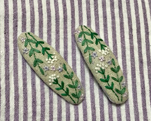 刺繍ぱっちんどめ 2個セット ボタニカル ヘアピン funi 通販