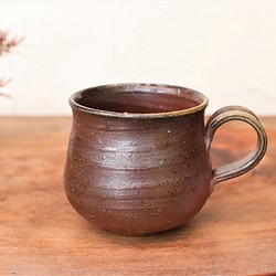 備前焼 コーヒーカップ(中)　ロクロ目　c6-056 1枚目の画像