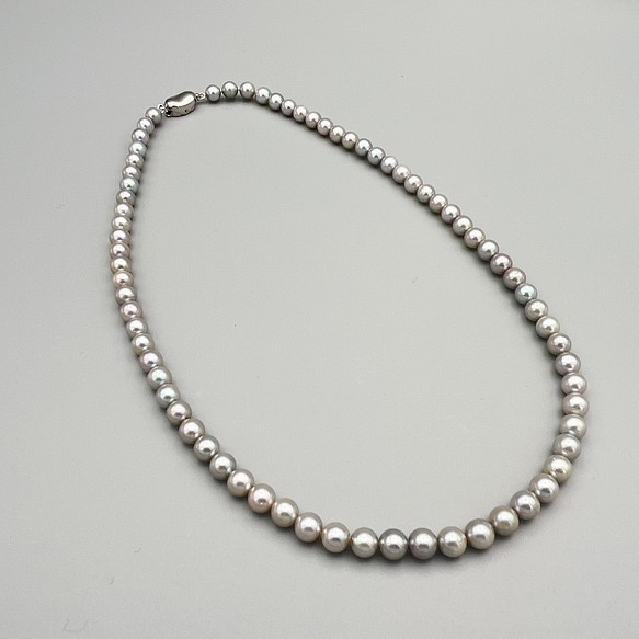 グレーネックレス＊ベビーパール＊5.0~5.5mm www.avillsas.com