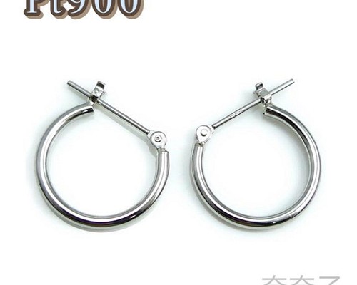 ハッピーグッツショップ プラチナ フープ ピアス 1.5×15mm 両耳 Pt900