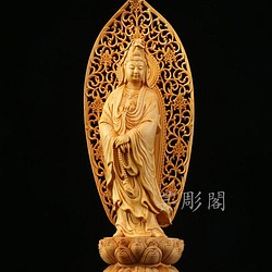 極上品 持珠観音 仏教工芸品 木彫仏像 供養品 彫刻 芸彫閣 通販｜Creema(クリーマ)