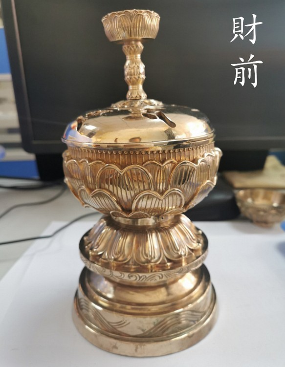 チベット密教法具 大悲香炉 仏教法器 真鍮製 31cm