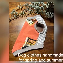 犬服　プリントタンクトップ　⭐︎サーモンピンク⭐︎ 1枚目の画像