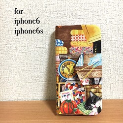 送料無料 手帳型 スマホ iPhone6.6s ねこちゃん達 1枚目の画像