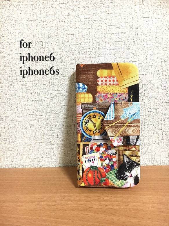 送料無料 手帳型 スマホ iPhone6.6s ねこちゃん達 1枚目の画像