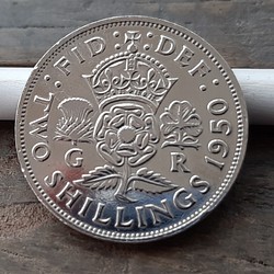 イギリス 1950年 2シリング フローリン  英国ジョージVI王コイン  美品です 本物 直径28.5mm 1枚目の画像