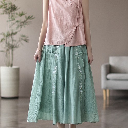 【未使用】キャサリンマランドリーノ フレア ティアード 総刺繍スカート