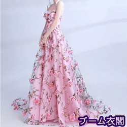 イブニングドレス　ウェディングドレス　カラードレス　ワンピース　 おしゃれ　花柄
