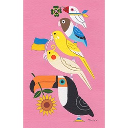 ウクライナ支援 寄付 絵画「小鳥ブレーメン ウクライナのヒマワリ」アート絵画 1枚目の画像