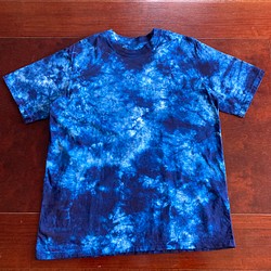 天然藍染カジュアルTシャツ男性用　半袖　LL 1枚目の画像