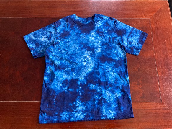 天然藍染カジュアルTシャツ男性用　半袖　LL 1枚目の画像