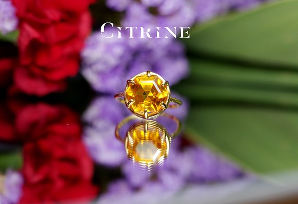 新作 ☆『Citrine』☆の世界でひとつの天然石リングsilver925 + 22kgp