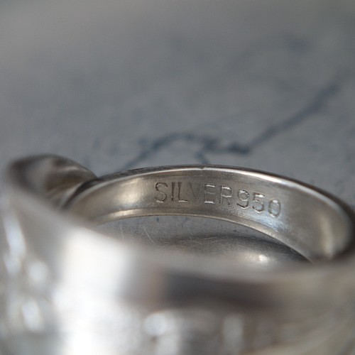 Silver950製 スプーンリング シンプル×花柄 古着 アンティーク 指輪 