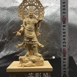 四天王（広目天）木彫仏像 仏教美術 置物 精密彫刻 仏教工芸品